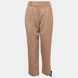 See by Chloe Brown Wool-Blend Front Pleat Trousers S