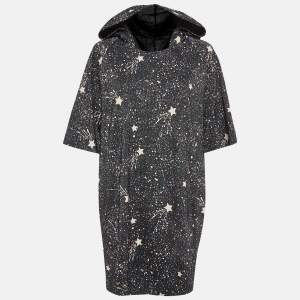 See by Chloe Black Stars Print Lurex Knit Hooded Short Dress M