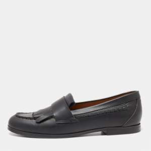 See by Chloe Black Leather Fringe Slip On Loafers  Size 40