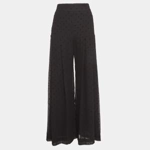See by Chloé Black Flocked Polka Dots Chiffon Palazzo Pants S