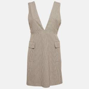 Pre Owned See by Chloe Beige Houndstooth Sleeveless Mini Dress M