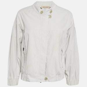 See by Chloe White Stripe Cotton Zip-Up Jacket M