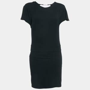 See by Chloe Black Jersey Ruffled Tie-Up Detail Mini Dress L
