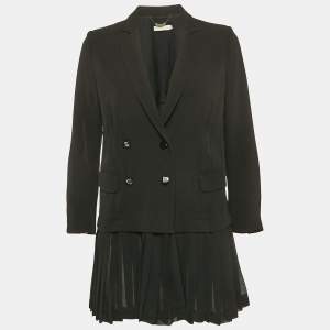 See by Chloe Black Crepe Detachable Pleated Ruffle Blazer M