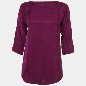 See by Chloé Purple Jacquard Silk Long Sleeve Blouse M