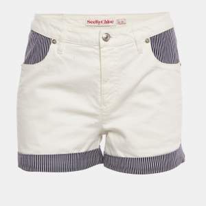 See by Chloe White Cotton Contrast Panel Detail Shorts S