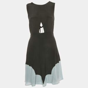 مملوكة مسبقًا See by Chloe Black Silk Tie-Up Detail Cut-Out Mini Dress S