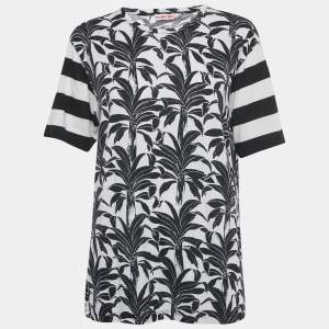 Pre Owned See by Chloe White /Black Printed Modal & Cotton T-shirt M