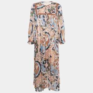 Pre Owned See by Chloe Pink Floral Print Crepe Midi Dress L