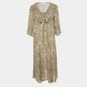 Pre Owned See by Chloé Brown Printed Crepe Midi Dress M
