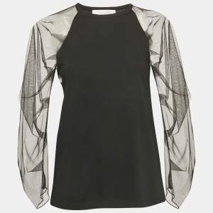 Pre Owned See by Chloe Black Tulle Sleeve Jersey Top M