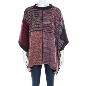 See by Chloe Multicolor Patchwork Oversized Poncho Style Sweater XS