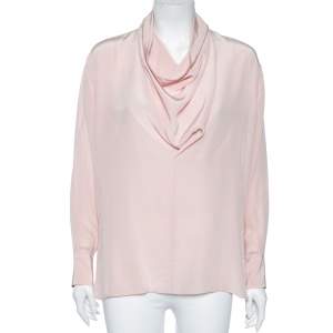 See by Chloe Blush Pink Silk Long Sleeve Blouse S 