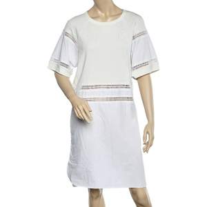  فستان ميدي سي باي كلوي تريكو منقوش وقطن أبيض مقاس كبير - لارج