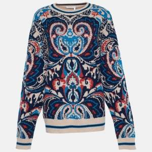 See by Chloe Multicolor Paisley Jacquard Wool Knit Sweater L