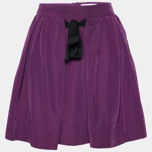 See by Chloe Purple Cotton Pleated Tie Detail Mini Skirt M