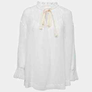 See by Chloe Snow White Cotton & Silk Flared Blouse S