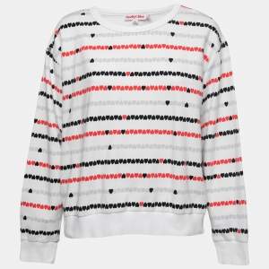See by Chloe White Heart Printed Cotton Knit Long Sleeve Top L