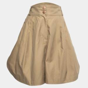 See by Chloe Khakhi Cotton Side Button Detail Pleated Shorts L