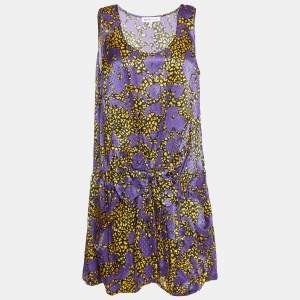 See by Chloe Purple Printed Cotton & Silk Bow Detail Mini Dress M