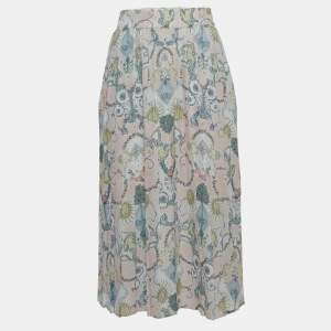 See by Chloe Pink Printed Pleated Crepe Midi Skirt S