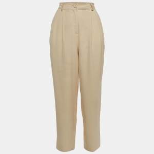 See by Chloe Beige Crepe Stitch Detail Tapered Trousers M