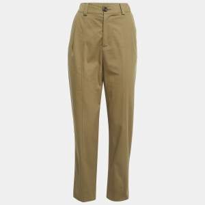 See by Chloe Beige Cotton Pleated Trousers S