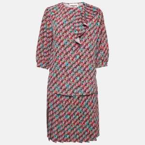 Pre Owned See by Chloe Multicolor Floral Print Crepe Skirt Blouse Set S