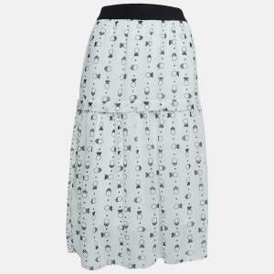 See by Chloe White Printed Chiffon Tiered Midi Skirt M
