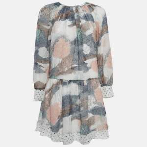 See by Chloe Multicolor Printed Crepe Raglan Sleeve Mini Dress S