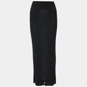 See by Chloe Black Lurex Rib Knit Maxi Skirt L