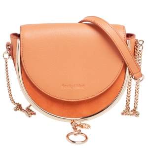 See By Chloe Peach Leather Mara Half-Moon Crossbody Bag