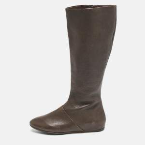 See by Chloe Brown Leather Mid Calf Zipped Boots Size 37