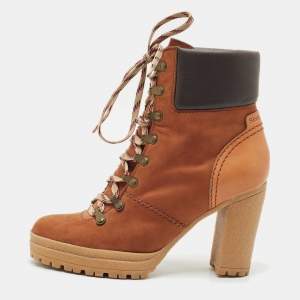 See by Chloe Brown Nubuck and Leather Ankle Boots Size 39