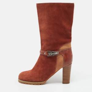 مملوكة مسبقًا See by Chloe Size 38 Brown Leather and Suede  Mid Calf Boots