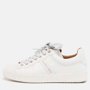 Pre Owned حذاء رياضي سي باي كلوي أبيض جلد منخفض العنق مقاس 38