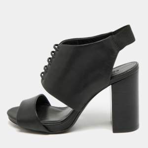 Pre Owned See by Chloe Size 38 Black Leather Ankle Strap Sandals