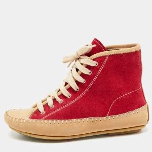See by Chloé Red Suede High Top Sneakers Size 35