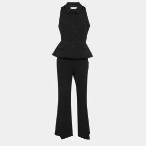 Self-Portrait Black Crepe Button Detail Pants Suit M