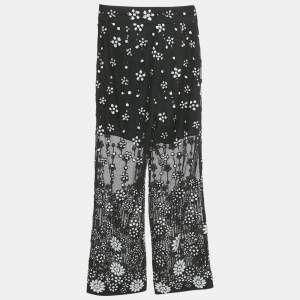 Self-Portrait Black Sequined Deco Trousers S