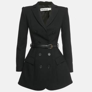 Pre Owned Self-Portrait Black Wool Crepe Mini Blazer Dress S