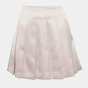 Pre Owned Self-Portrait Pink Satin Pleated Mini Skirt S