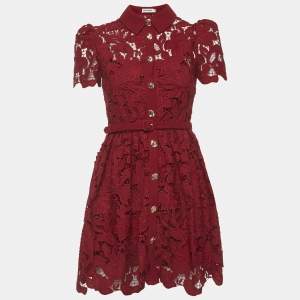 مملوكة مسبقًا Self-Portrait Burgundy Floral Lace Mini Dress s