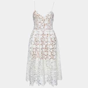 Self-Portrait White Guipure Lace Azalea Midi Dress S