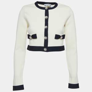 Self-Portrait Cream Knit Bow Detail Cardigan S