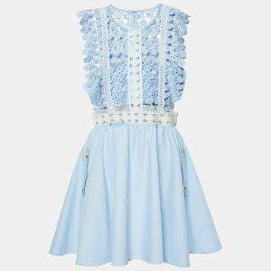 Self-Portrait Blue Guipure Lace Cotton Mini Dress M