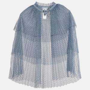 Self-Portrait Blue Dot Mesh Cape S/M