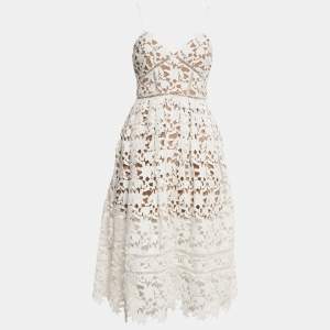 Self-Portrait White Guipure Lace Sleeveless Azaelea Midi Dress S