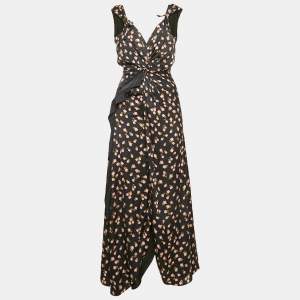 Self-Portrait Navy Blue Floral Print Flared Midi Dress S