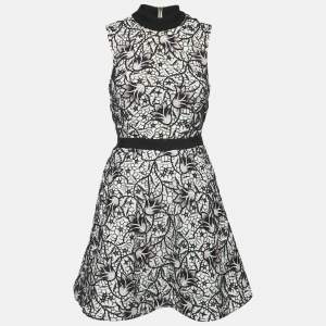 Self-Portrait White/Black Floral Lace Mini Dress S